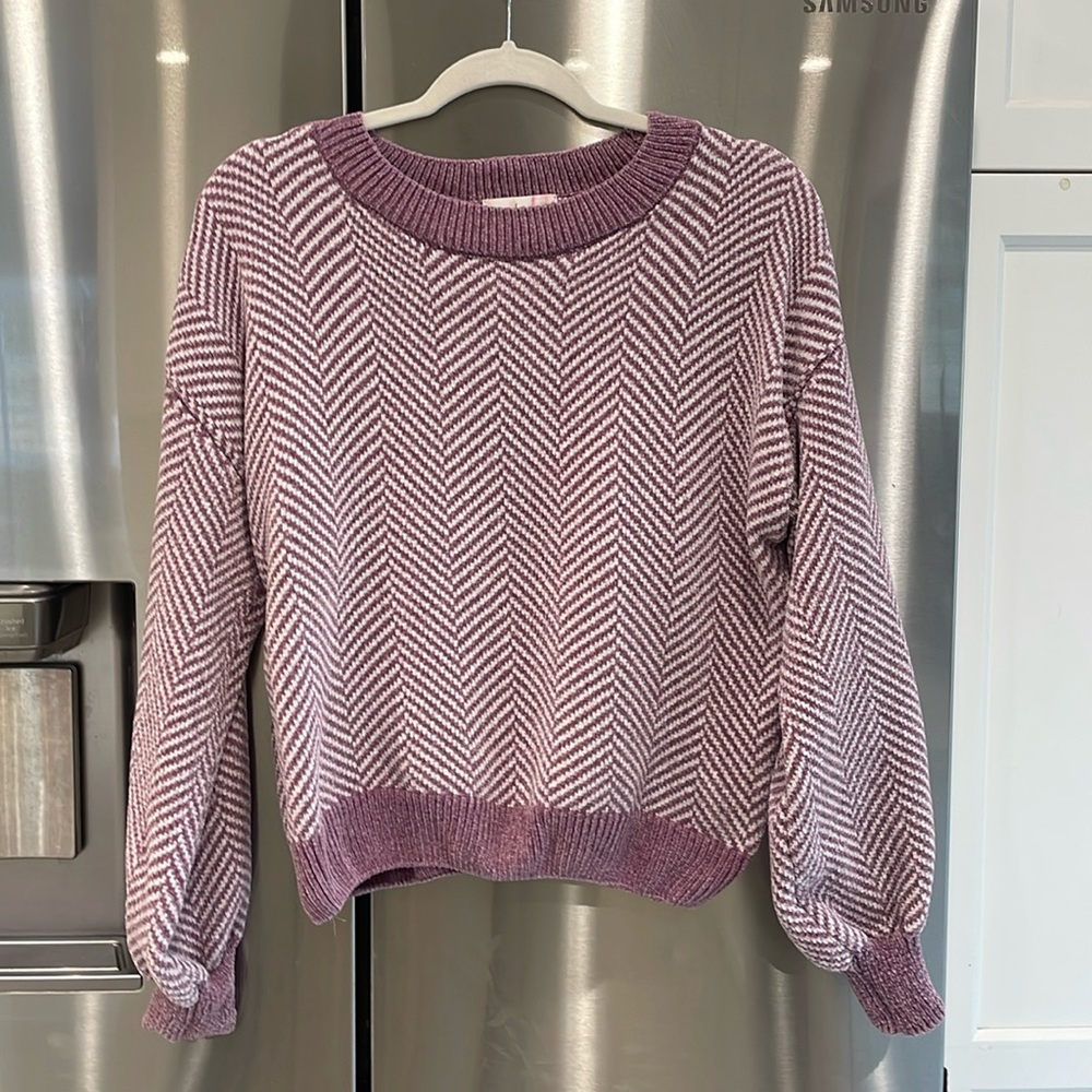 Hazel Moon Purple and White Sweater chenille medium